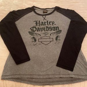 Ladies HARLEY DAVIDSON long sleeved shirt NNT color black/gray Size XL